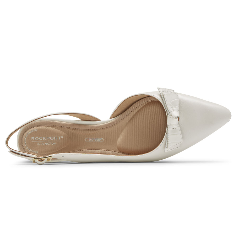 Sapatos De Salto Rockport Mulher Branco - Total Motion Gracie Bow Slingback - 43087NJSR